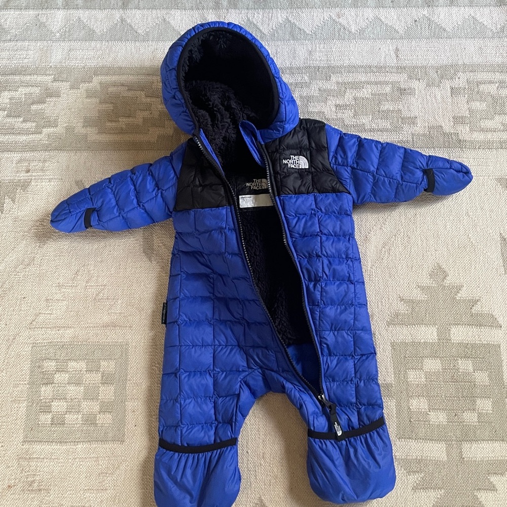 The North Face baby' blue puffer snowsuit